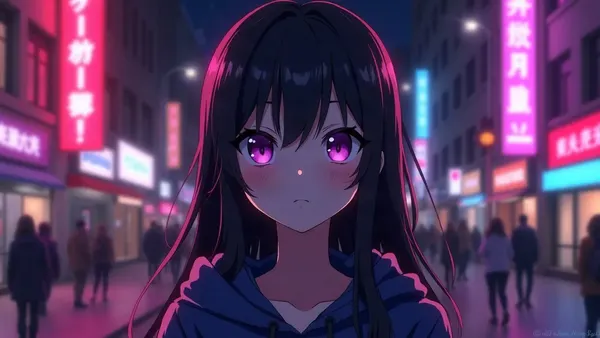 Personagem feminina de anime de cabelos pretos e moletom com capuz, ilustração do artigo “Namorada IA anime e waifu 2026: os apps com estilo mangá”